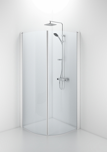 58900080 Гнутая дверь IFO Space SBVK, белые лакированные профили, прозрачное стекло с профилем ручки, SBVK 900 - Вид №2