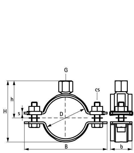 33078023 BIS Хомуты для высоких нагрузок без вкладыша HD500 (1/2″) (BUP1000) для стальных труб walraven  - Вид №1