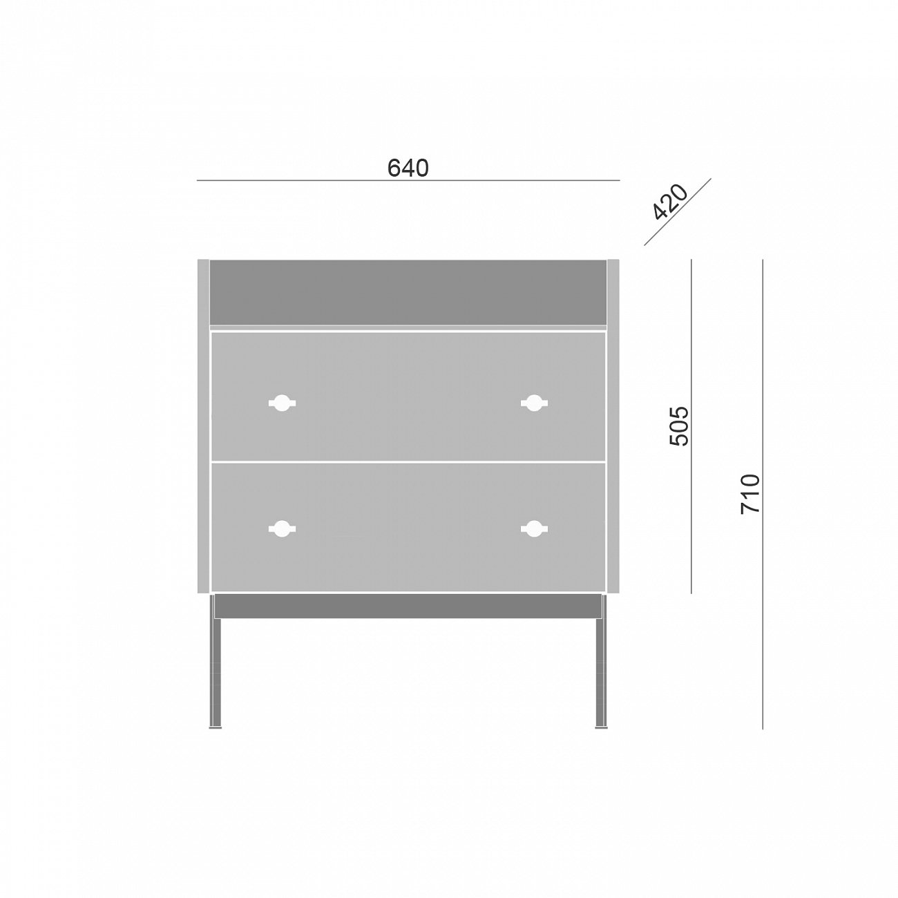 Тумба высокая с полкой 71х64 см серая Land BRAGIN DESIGN LIVING 00-3862480 Серый - Вид №1