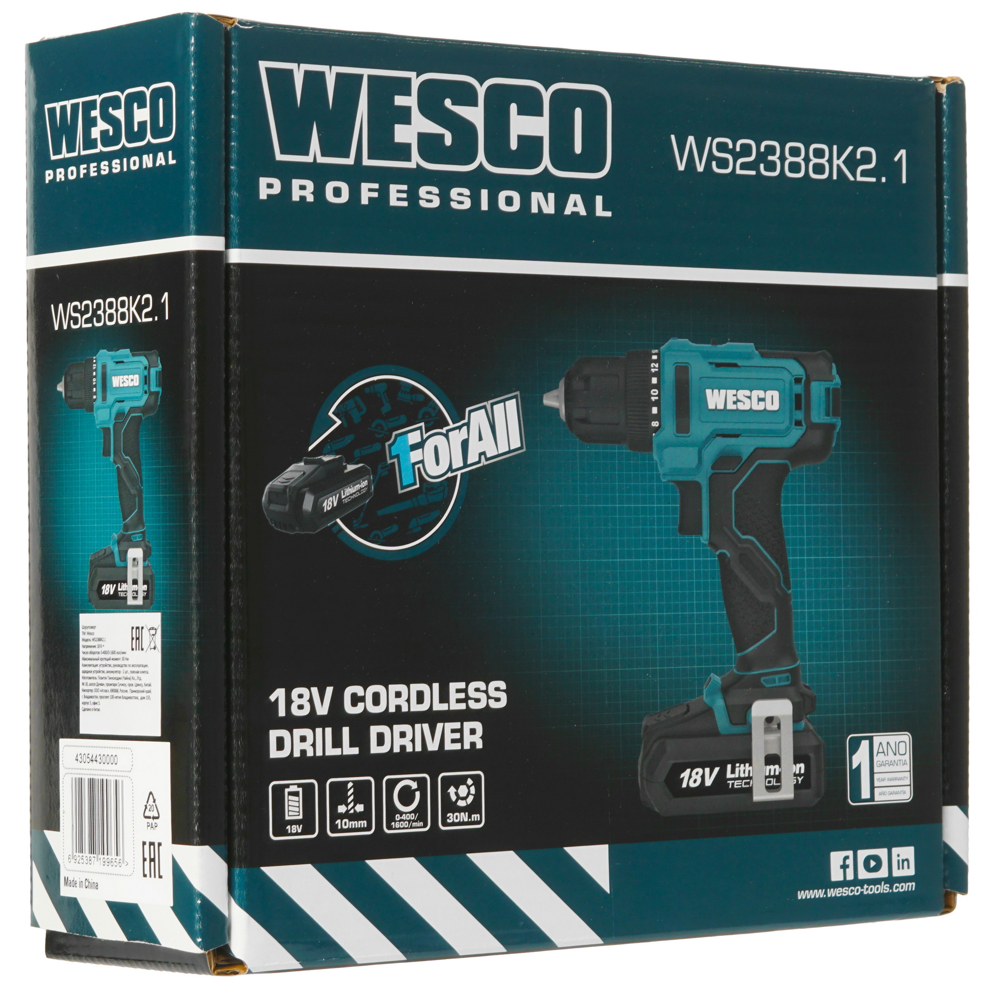 Дрель-шуруповерт Wesco WS2388K2.1 1ForAll 18V 5411533 STDN-0058379 - Вид №9