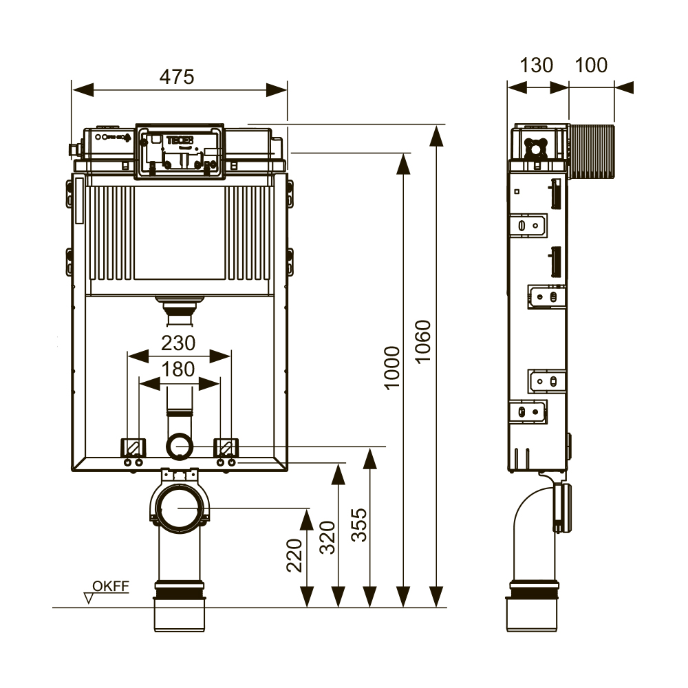 9370300 Модули для унитазов со сливным бачком Uni 2.0 Tece  - Вид №1