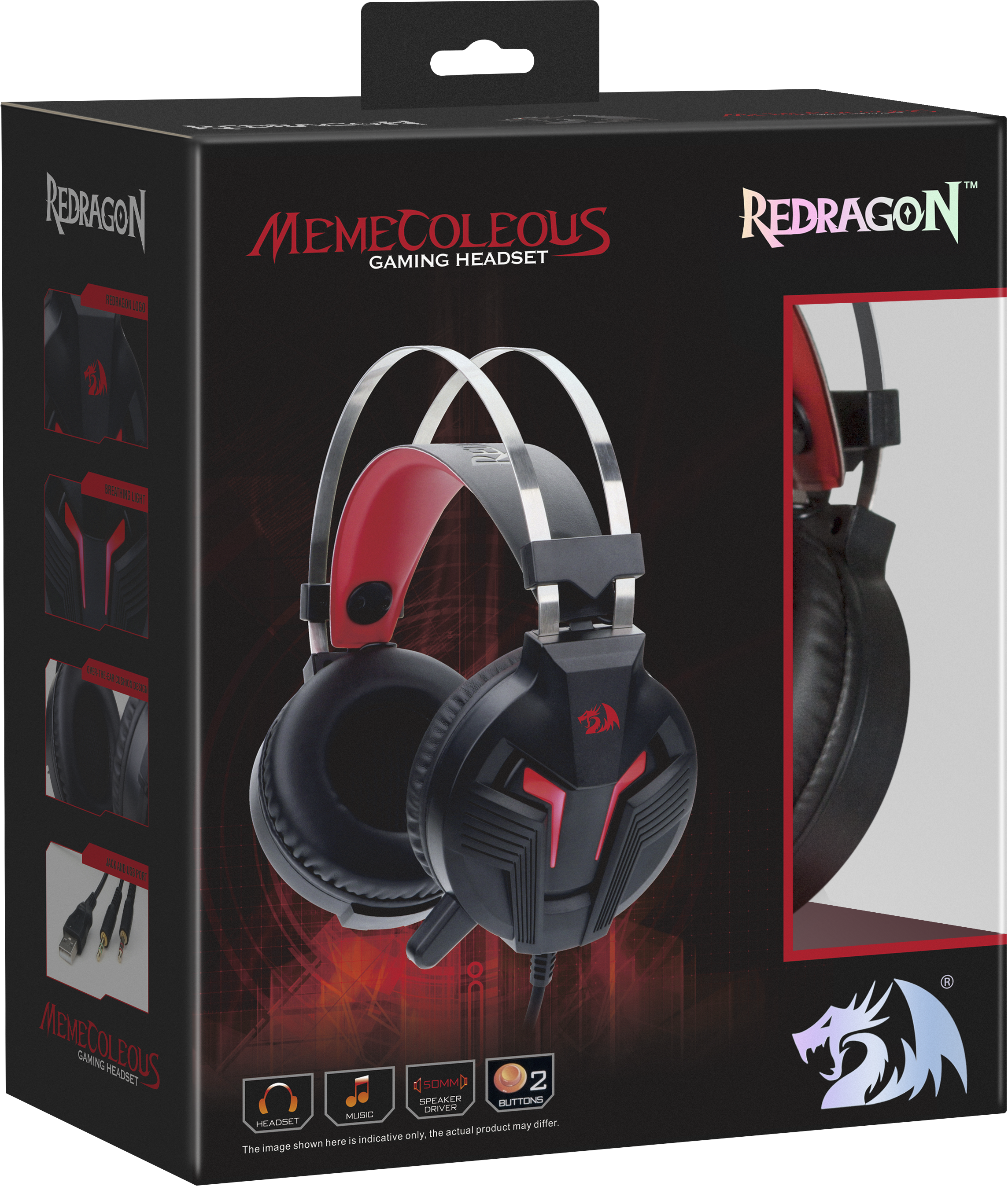 75096 игровая гарнитура memecoleous черный+красный, кабель 1.8 м Redragon Santreyd  - Вид №1