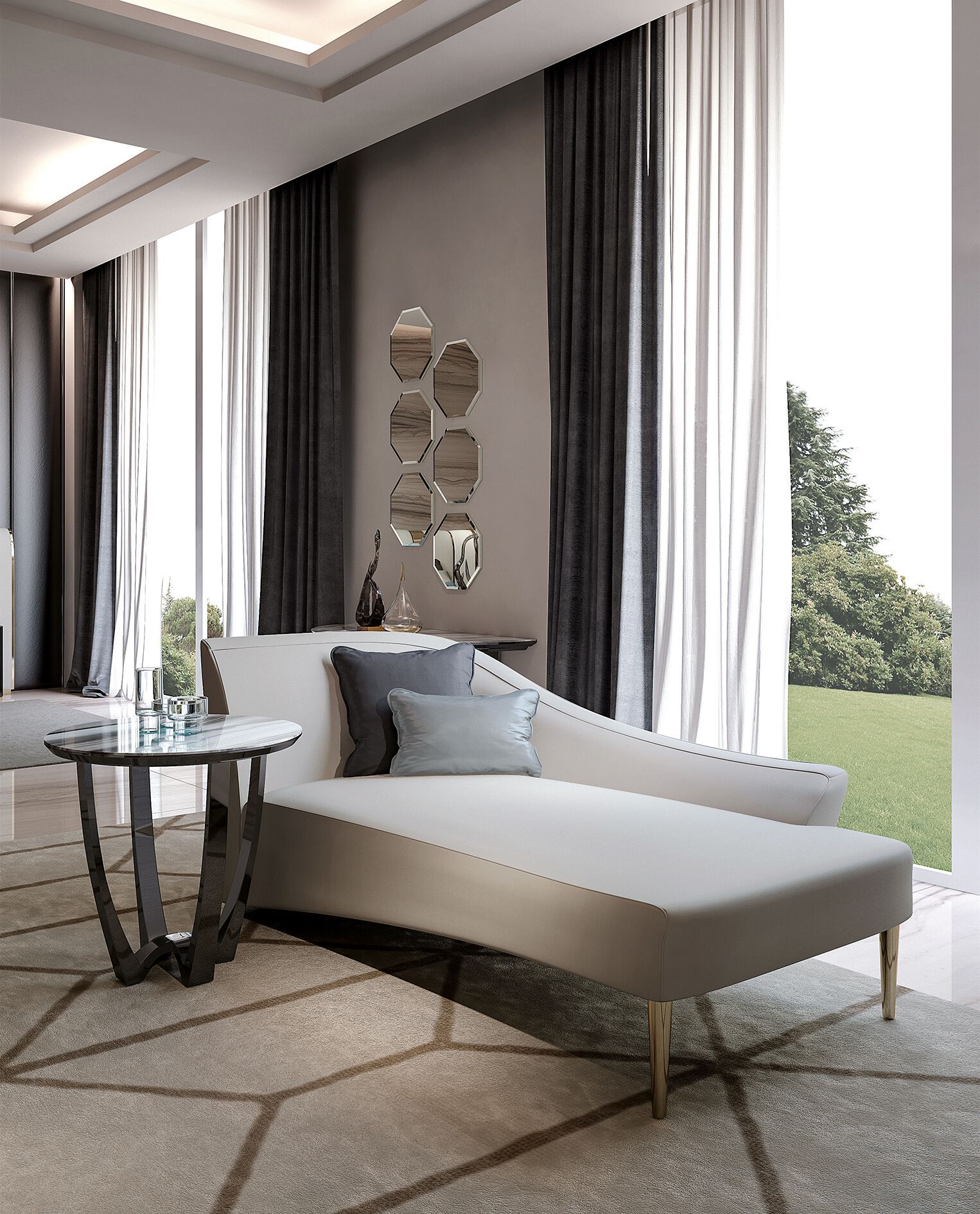 Высокий круглый мраморный журнальный столик Bizzotto Italia Symphony-Infinity ARCH-00104964 - Вид №3