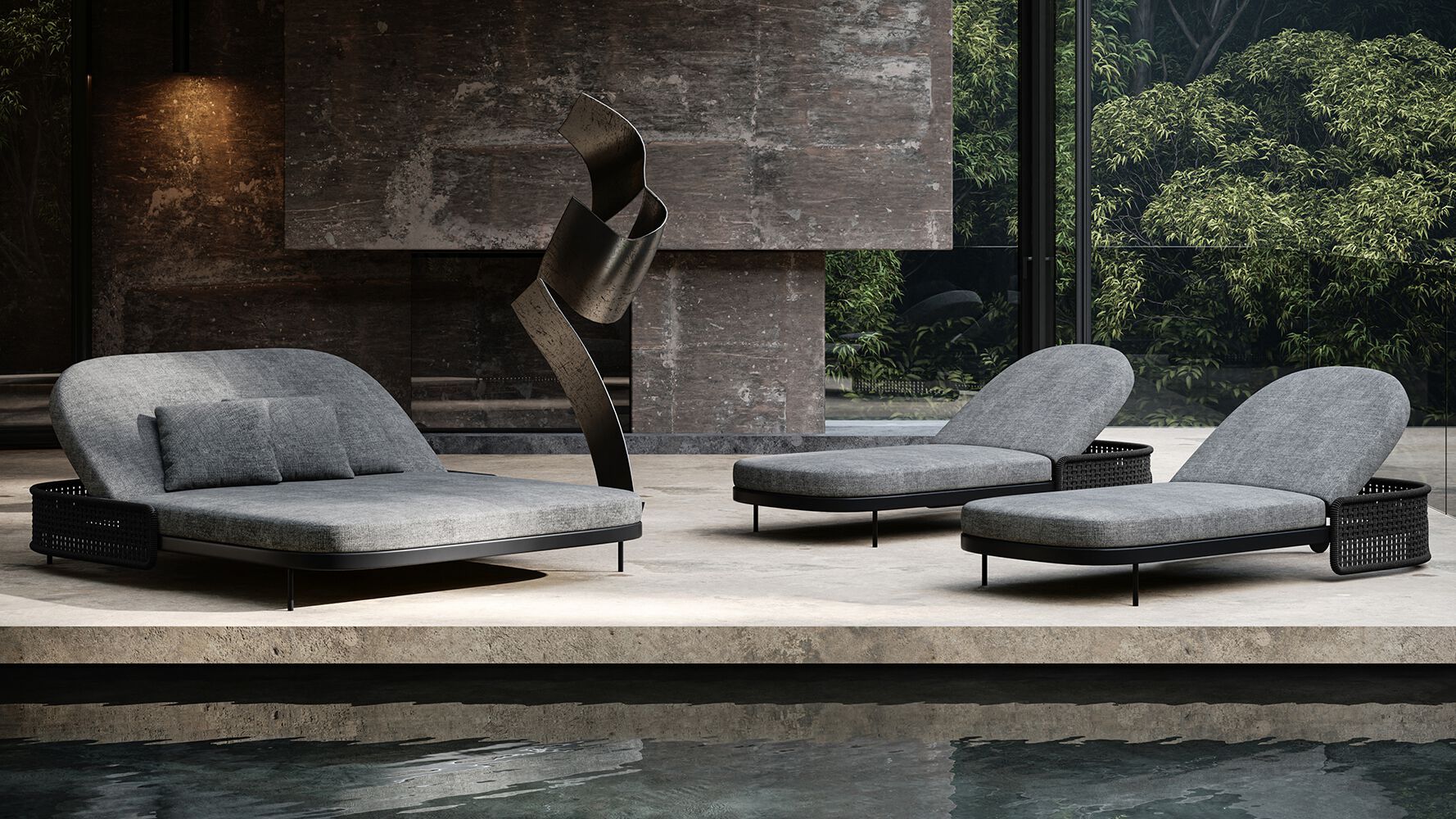 Садовая кровать с откидной спинкой из ткани SNOC Miura ARCH-00022553 - Вид №5