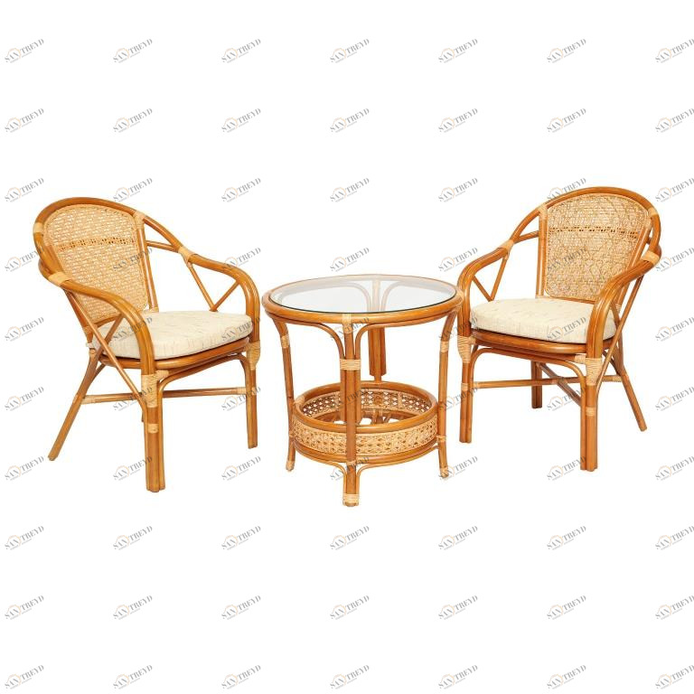 Мебель садовая бежевая, столик и кресла на 2 персоны Ellena-3 ЭКО ДИЗАЙН CLASSIC RATTAN 129626 Бежевый 