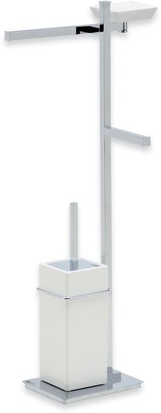 U21D(23-BI) Stil Haus Urania, стойка: доз. + полотенцед. + бумагодер. + ёрш кер., цвет чер. мат. - бел. керамика