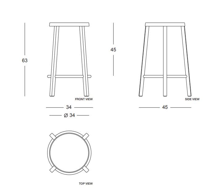 Табурет из ясеня с подставкой для ног Plank блок ARCH-00007981 - Вид №4
