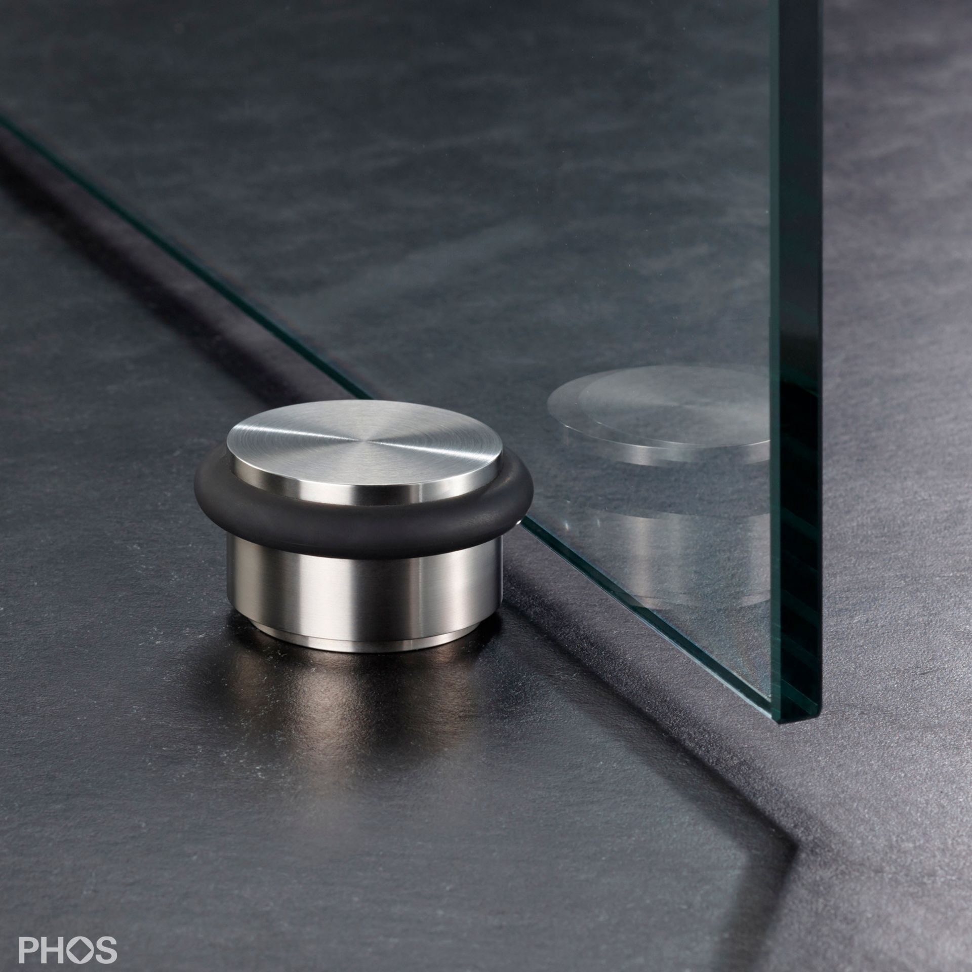 TSB50-34G Стопор для стеклянной двери, привинченный к низу, ø61 мм, высота 3,4 см. PHOS 