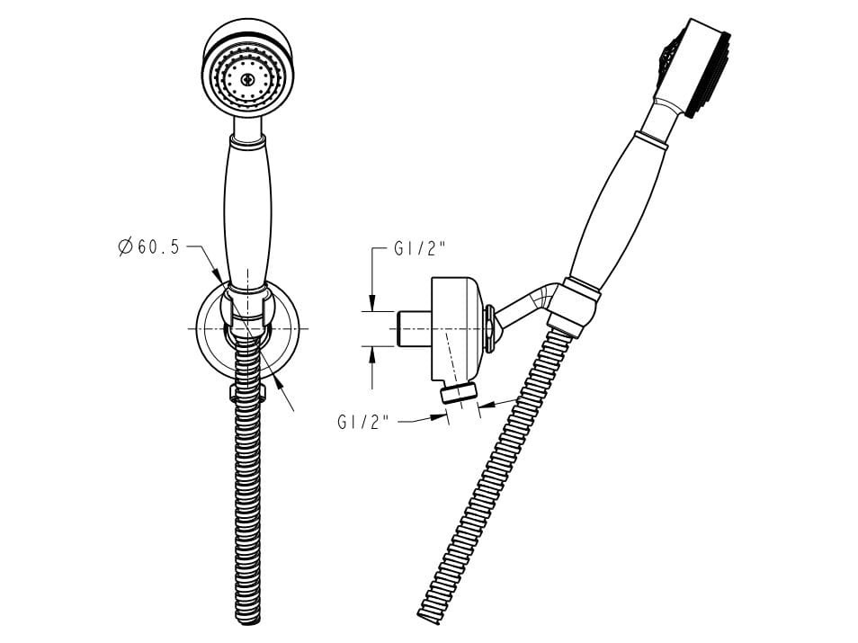 Настенный ручной душ с гибким Rubinetterie Frattini дуплекс ARCH-00122777 - Вид №2