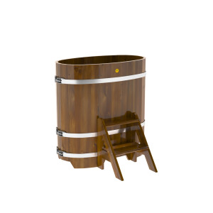 2248 Купель овальная из лиственницы Рустик 0,59х1,06х1,1 морёная Alyarus