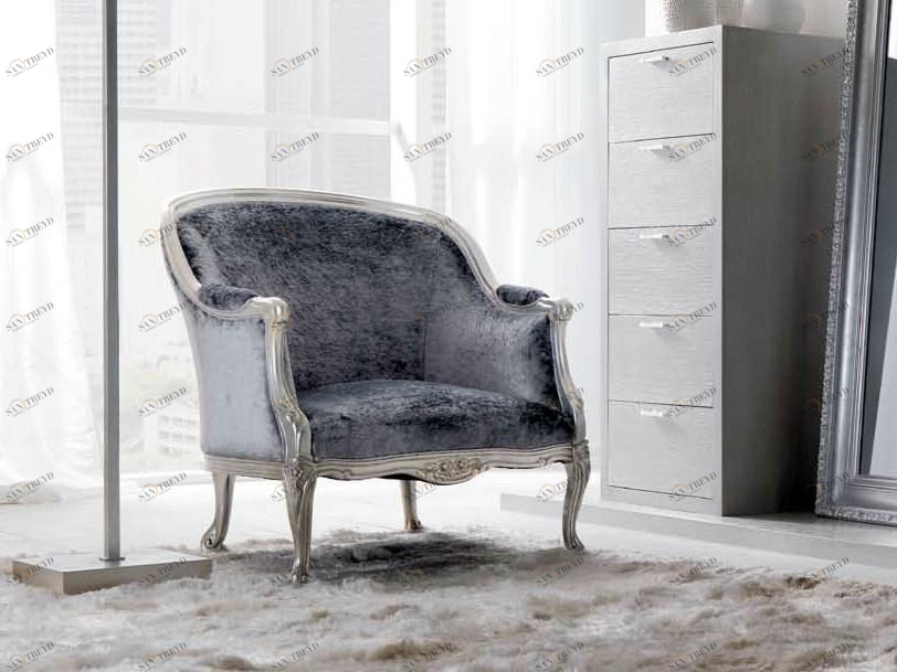 CorteZari Кресло из ткани с подлокотниками Zoe silver 641