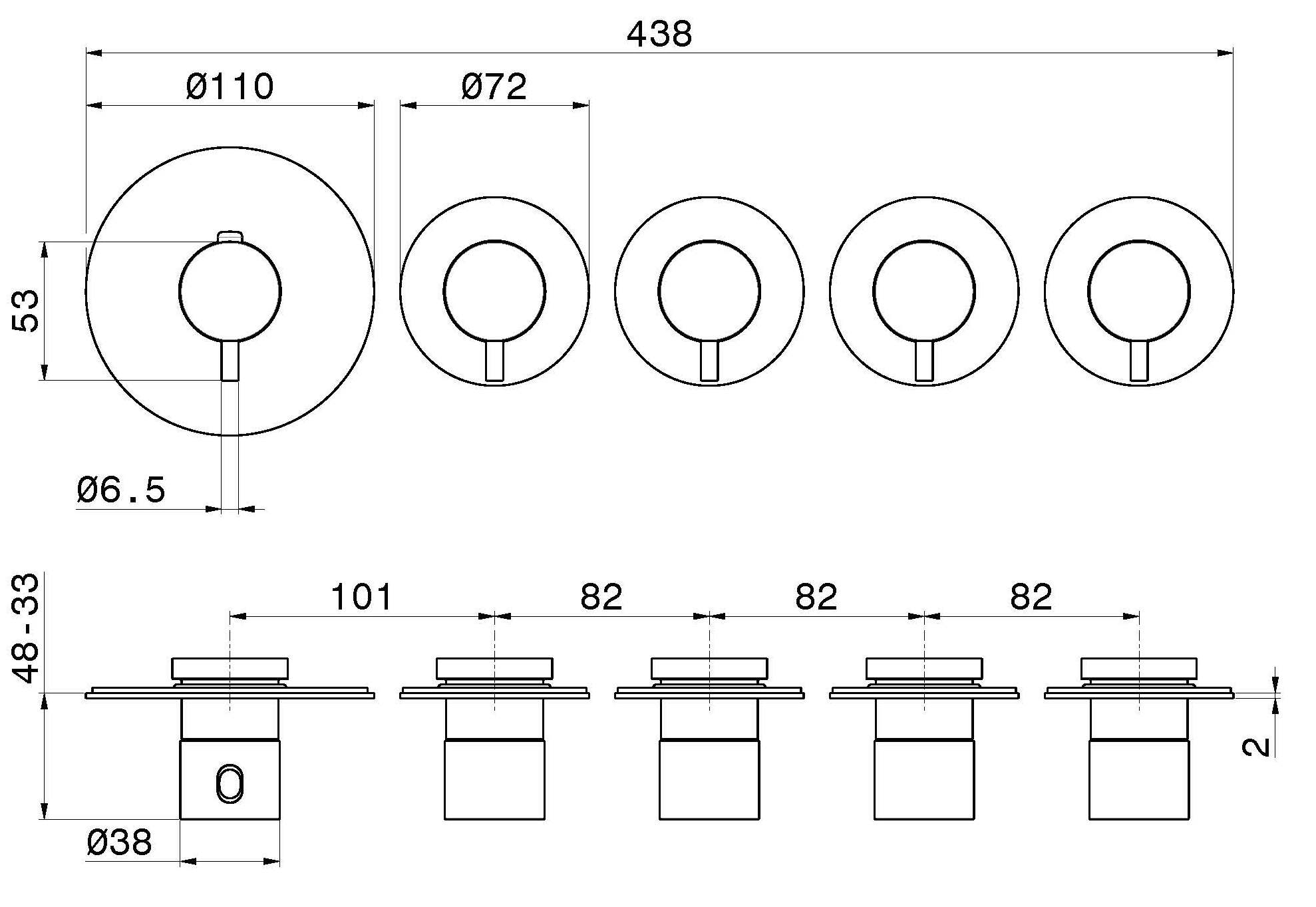 Термостатический смеситель для душа с 5 отверстиями Newform многофункциональные термостаты с 4 выходами ARCH-00106565 - Вид №3
