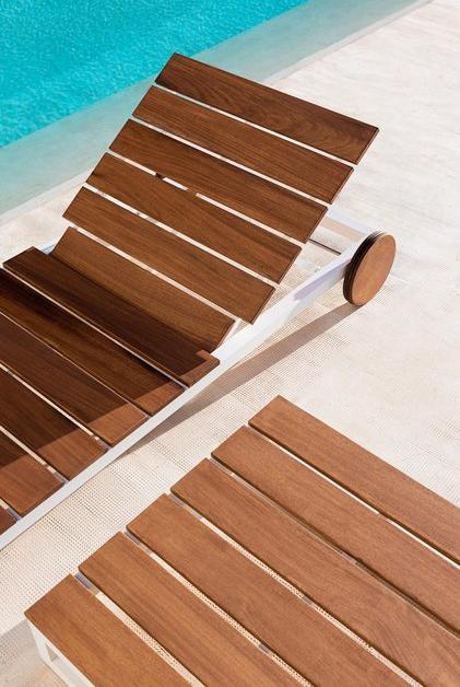 GANDIABLASCO Садовая кушетка из тика на колесиках Saler teak sun-id-1481371 - Вид №4