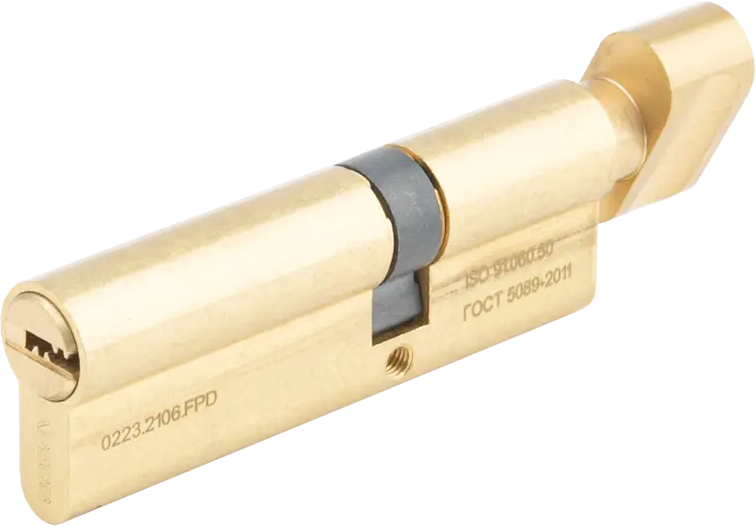 Цилиндр дверной APECS Pro с защитой от выбивания, золото 85559790