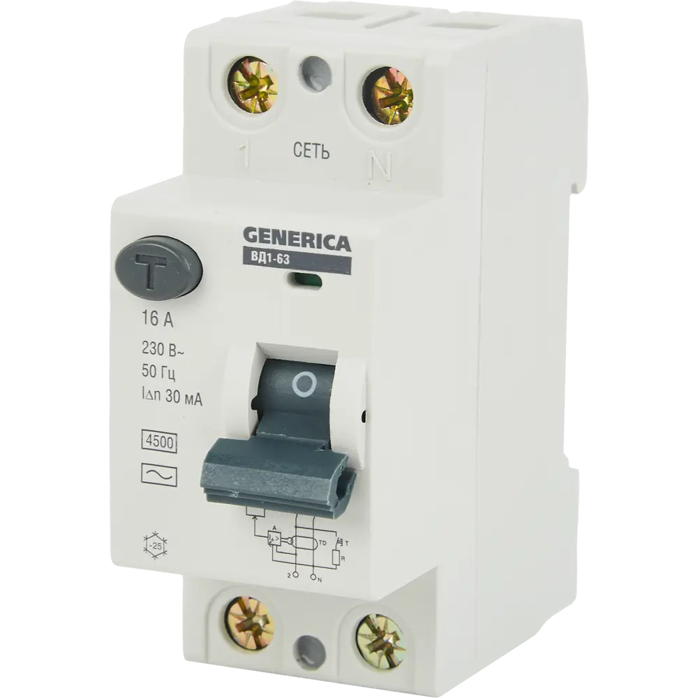 УЗО Generica ВД1-63 — защита от токов утечки и короткого замыкания 84798339 STLM-0055299