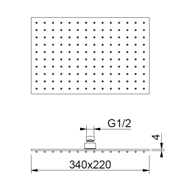 Прямоугольная потолочная душевая головка из нержавеющей стали с кронштейном BEAMTECH ELEVEN ELER340 ARCH-00077292 - Вид №2