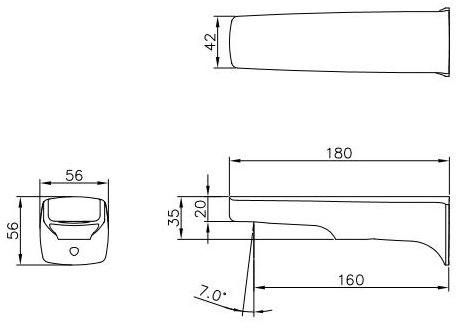 JUSTIME Настенный излив для ванны Pan ii 6779-9w-80cp - Вид №1