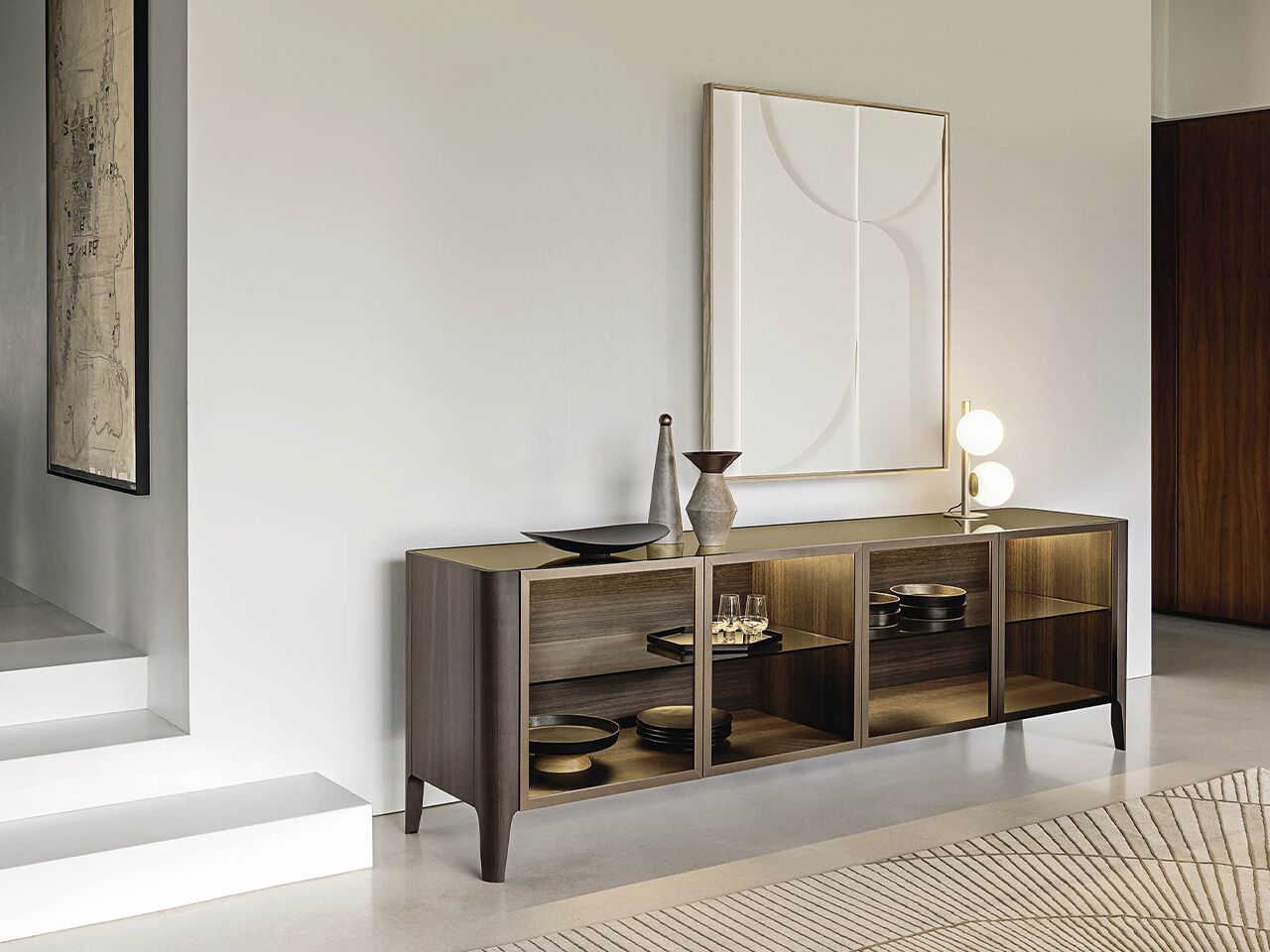 Шкаф из дерева и стекла с распашными дверями RIFLESSI ARCH-00140977