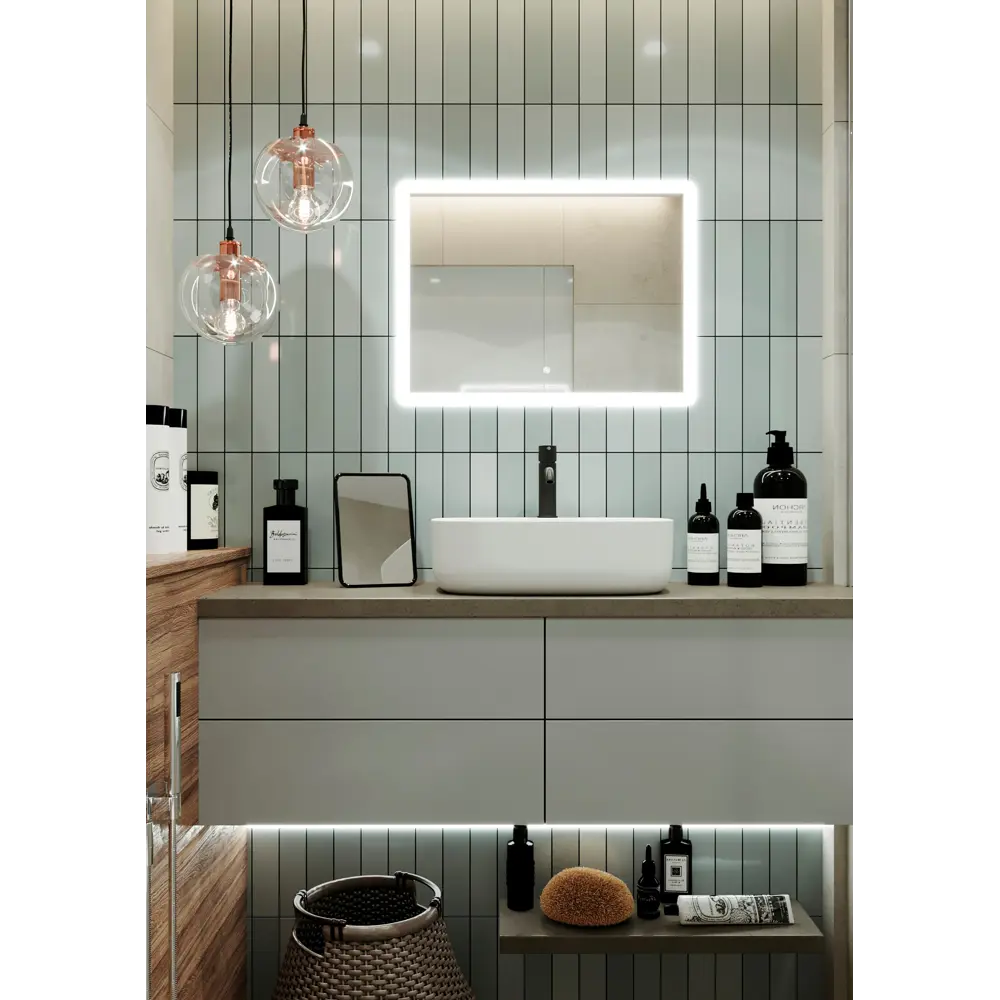 Зеркало для ванной Omega Glass Тип 2 SD612 с подсветкой 50x60 см прямоугольное STLM-2211452 - Вид №1