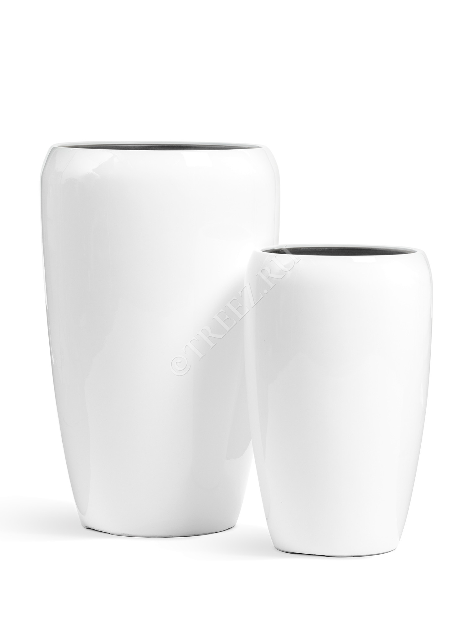 41.3321-05-066-WH-68 Кашпо  Effectory - серия Gloss - Высокий округлый конус - Белый глянцевый лак Цветочная коллекция 