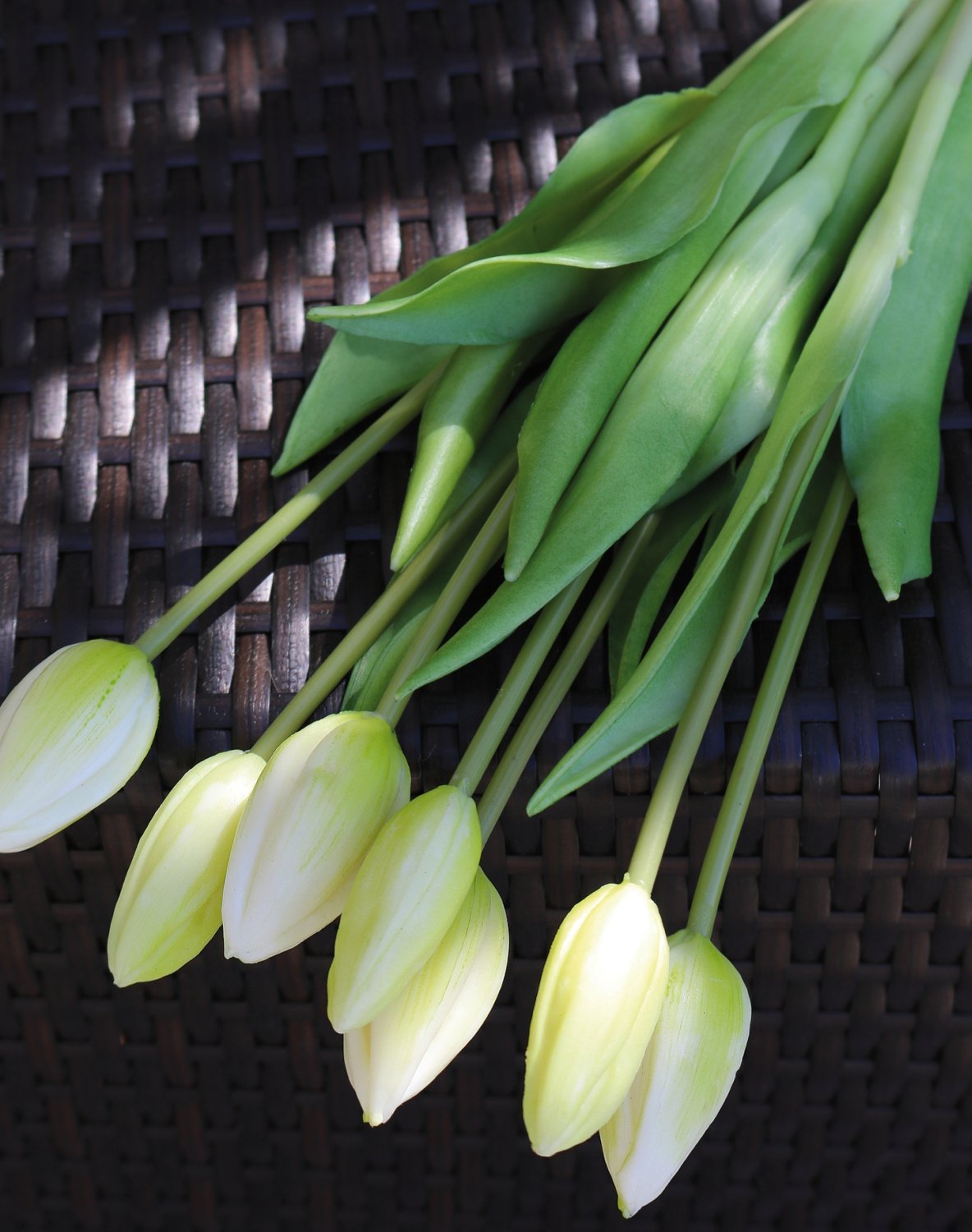 2942 708 a3 Букет тюльпанов из шелка, 7-кратный, 44 см, real touch, бело-зеленый H-andreas  - Вид №4