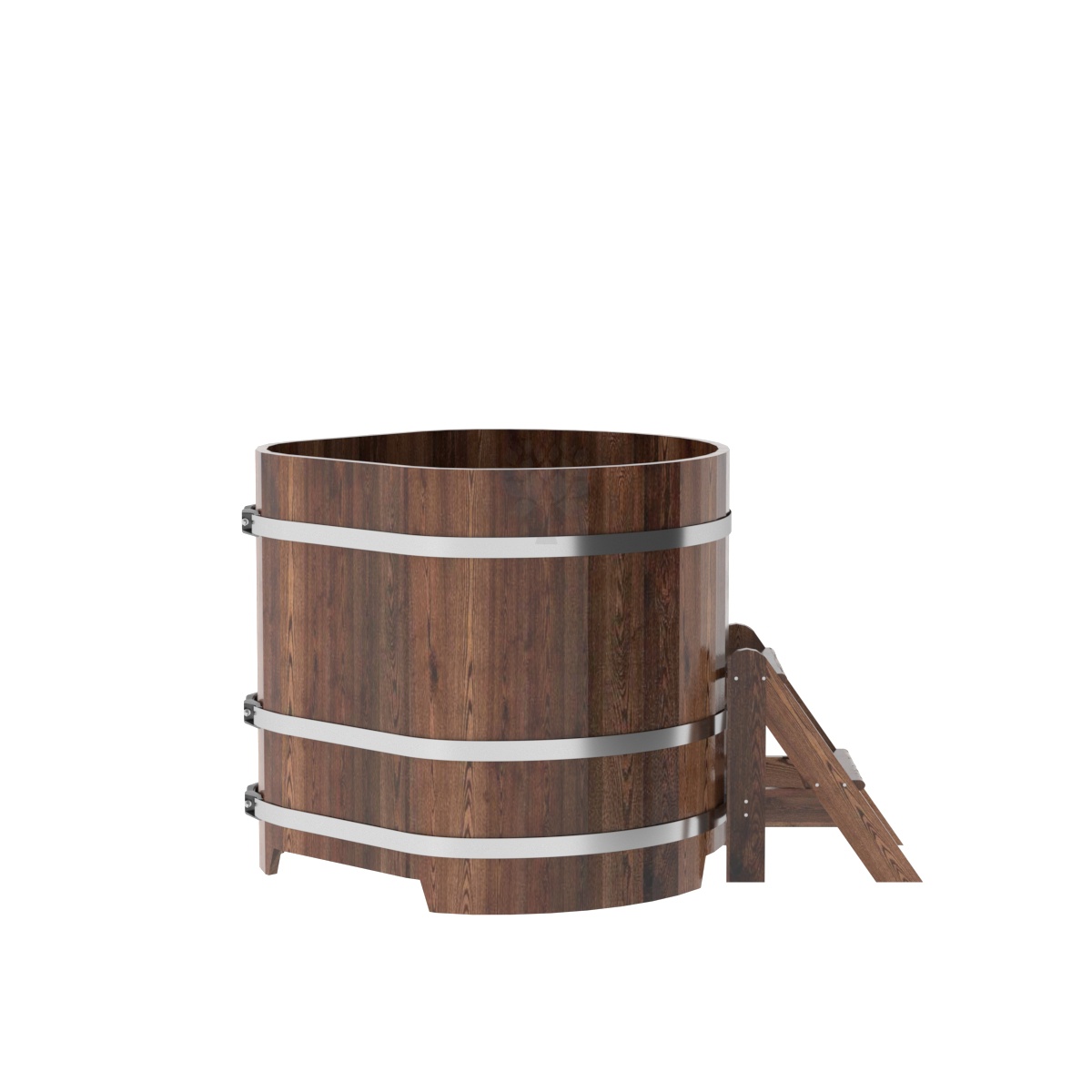 1222 Купель угловая из лиственницы 1,03х1,03х1,0 морёная премиум Alyarus  - Вид №2