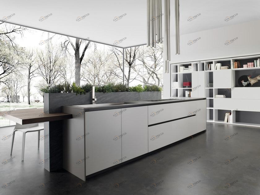 Floritelli Cucine Fenix-ntm® лакированная оборудованная кухня с островом Andromeda sun-id-1508038