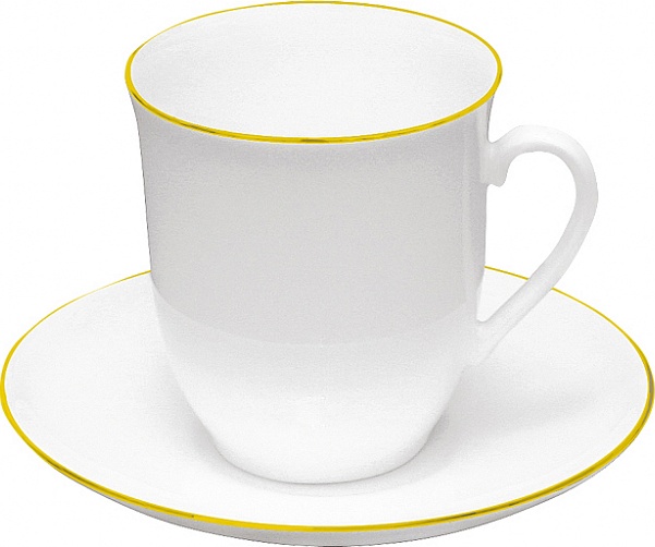 82165 Императорский фарфоровый завод Чашка с блюдцем "Золотой кантик 10" "Росинка" Фарфор костяной 