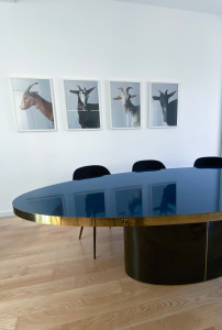 Овальный стол из ламинированного стекла