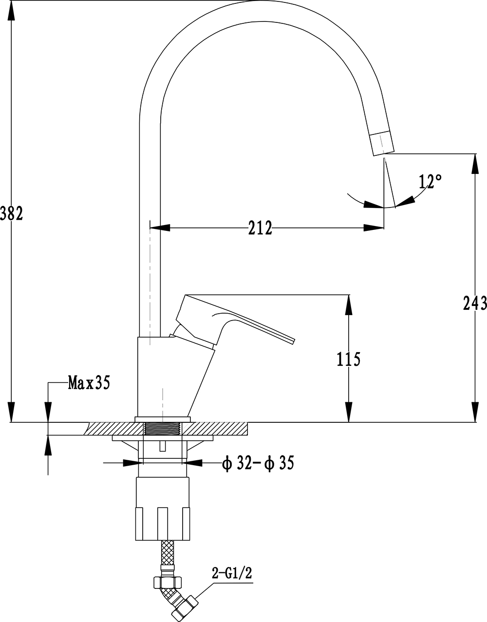 Кухонный смеситель 50235015 темно-бежевый GranFest Ewigstein - Вид №1