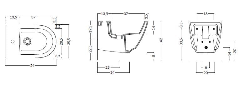 Керамическое подвесное биде Gruppo Geromin мода ARCH-00107621 - Вид №8