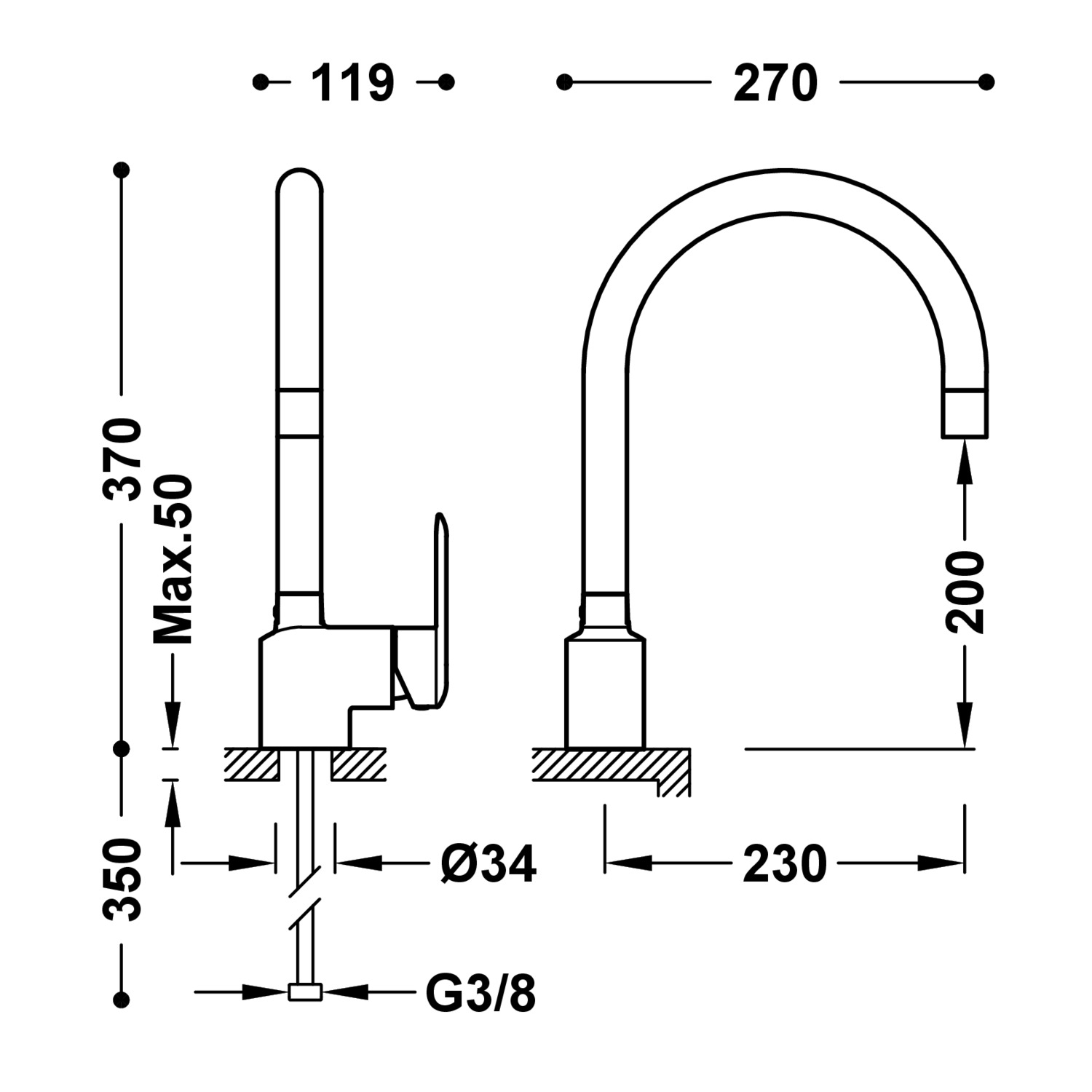 КУХОННЫЙ смеситель с одной ручкой и выдвижным носиком для кухни-114444 TRES Kitchen - Вид №1