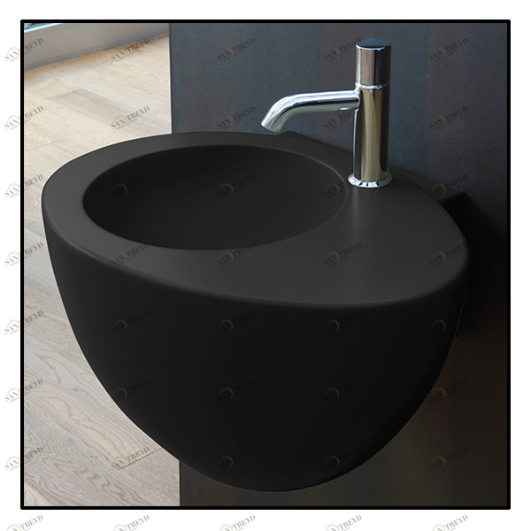 LGLSBA Подвесная раковина настенная овальная Ceramica Cielo  серая 