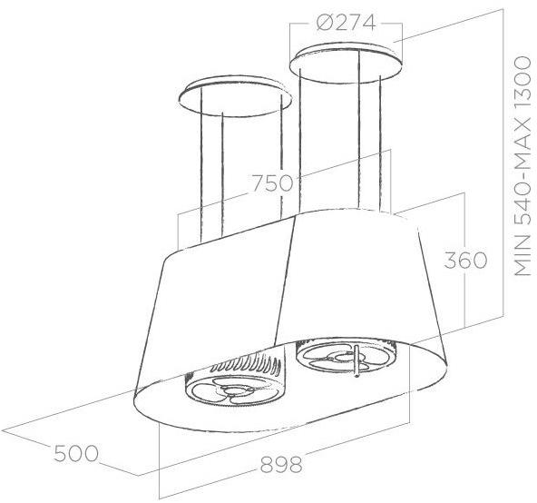Elica Островная вытяжка из нержавеющей стали со встроенным освещением sun-id-1443652 - Вид №1