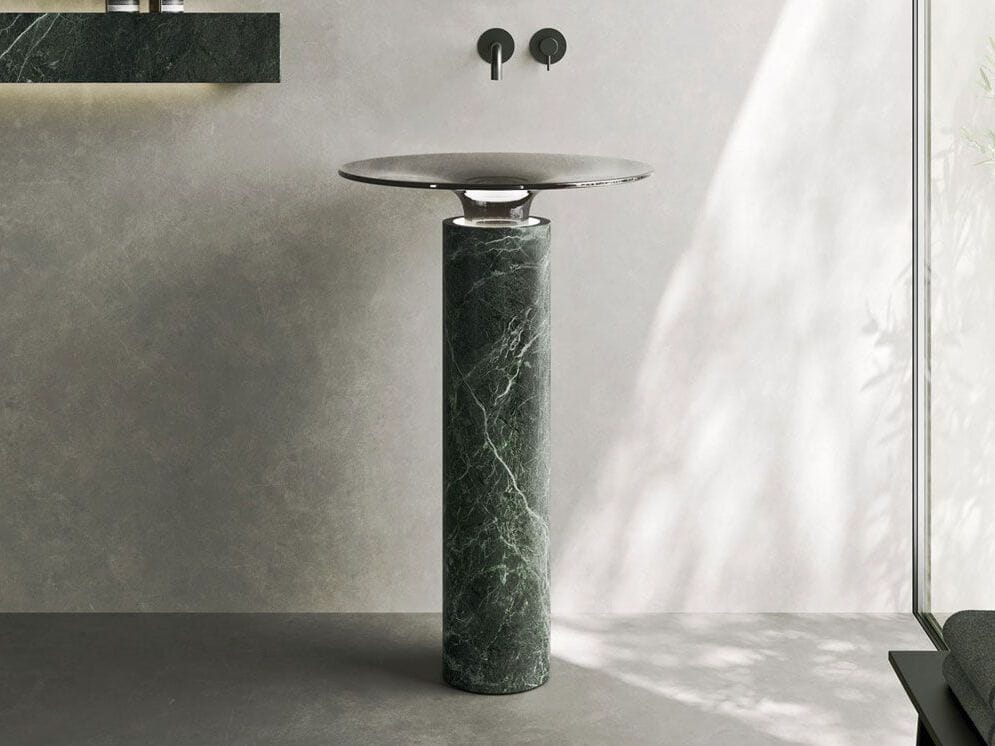 Яркий стеклянный умывальник с мраморным основанием Rexa PURE ARCH-00134745