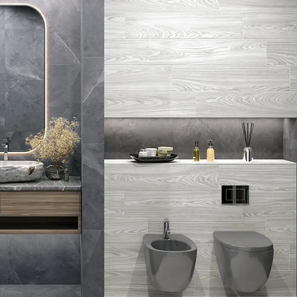 Керамогранит Alma Ceramica Andora 20x90 см 1.44 м² матовый цвет серый STLM-2086958