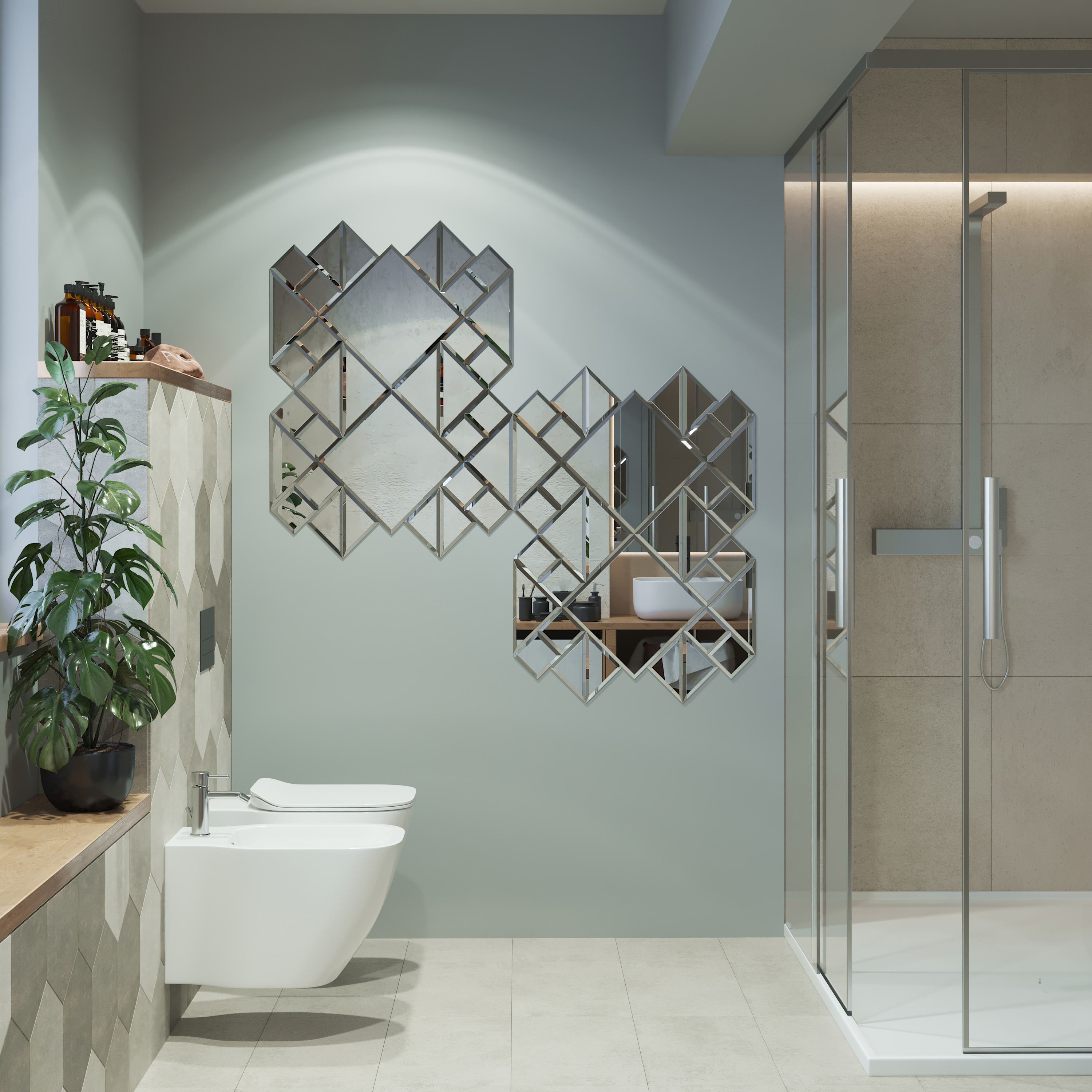 Зеркальная плитка SENSEA квадратная 15×15 см серебристая 82360909 STLM-0025406