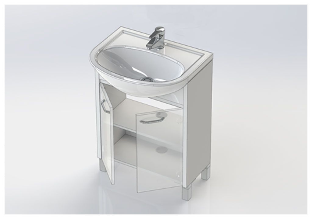 Тумба под раковину Aquanet Донна 60 белый дуб (2 дверцы) sun-id-270522 - Вид №4