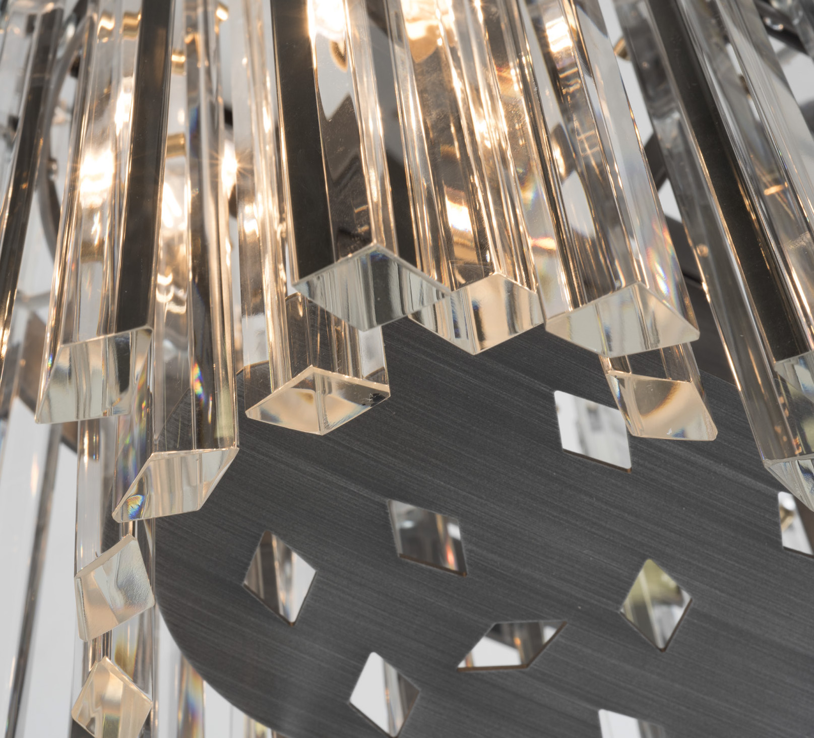 7210/S150x50-T ПОДВЕСНАЯ ЛЮСТРА с кристаллами ромбовидной формы прозрачного цвета, металлическая структура в цвете бронза, тортора или сером цвете. Patrizia Volpato Riflessi - Вид №2