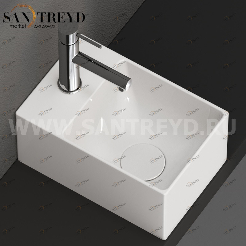 B6R30BI Подвесная раковина настенная прямоугольная Ceramica Globo T-EDGE белая