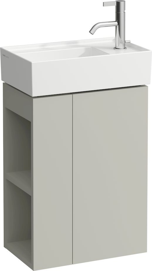 H4075180336431 Шкафчик под раковину с 1 стеклянной полочкой, дверца, крепление на петли справа, открытая полочка слева, для раковин с полочкой для смесителя справа 815334 LAUFEN PRO - Вид №1