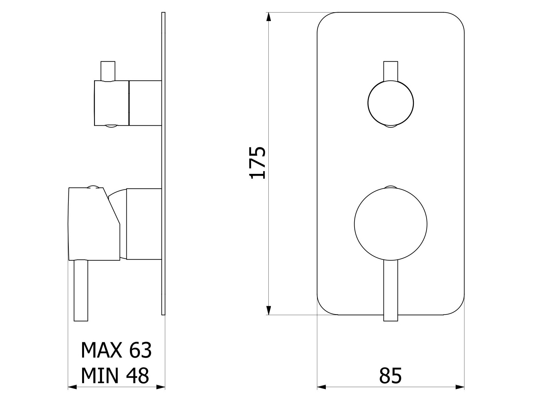 Встраиваемый смеситель для душа с переключателем IB Milano Torino ARCH-00092798 - Вид №13
