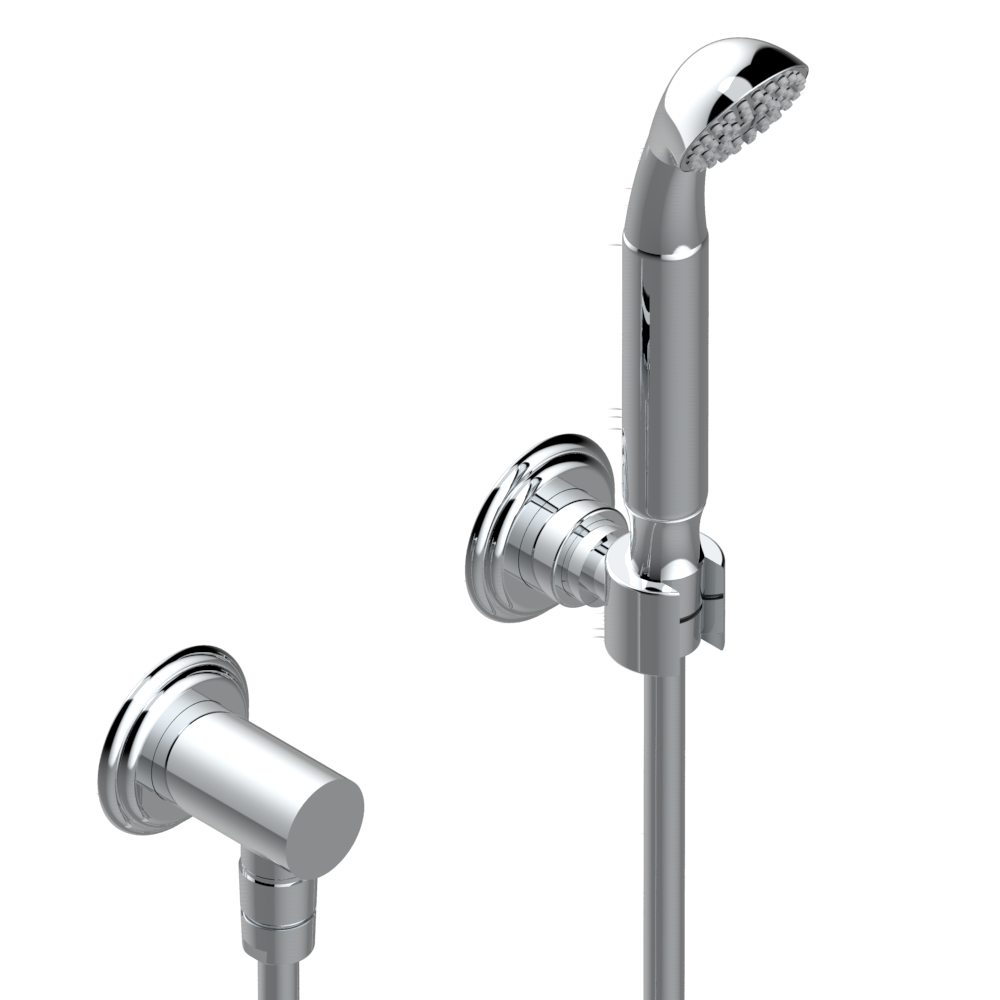 U5A-52 Душ ручной стильный встраиваемый в стену, шланг, стационарный кронштейн и колено для душа Thg-paris Flore Матовый никель U5A 52 CAT.C