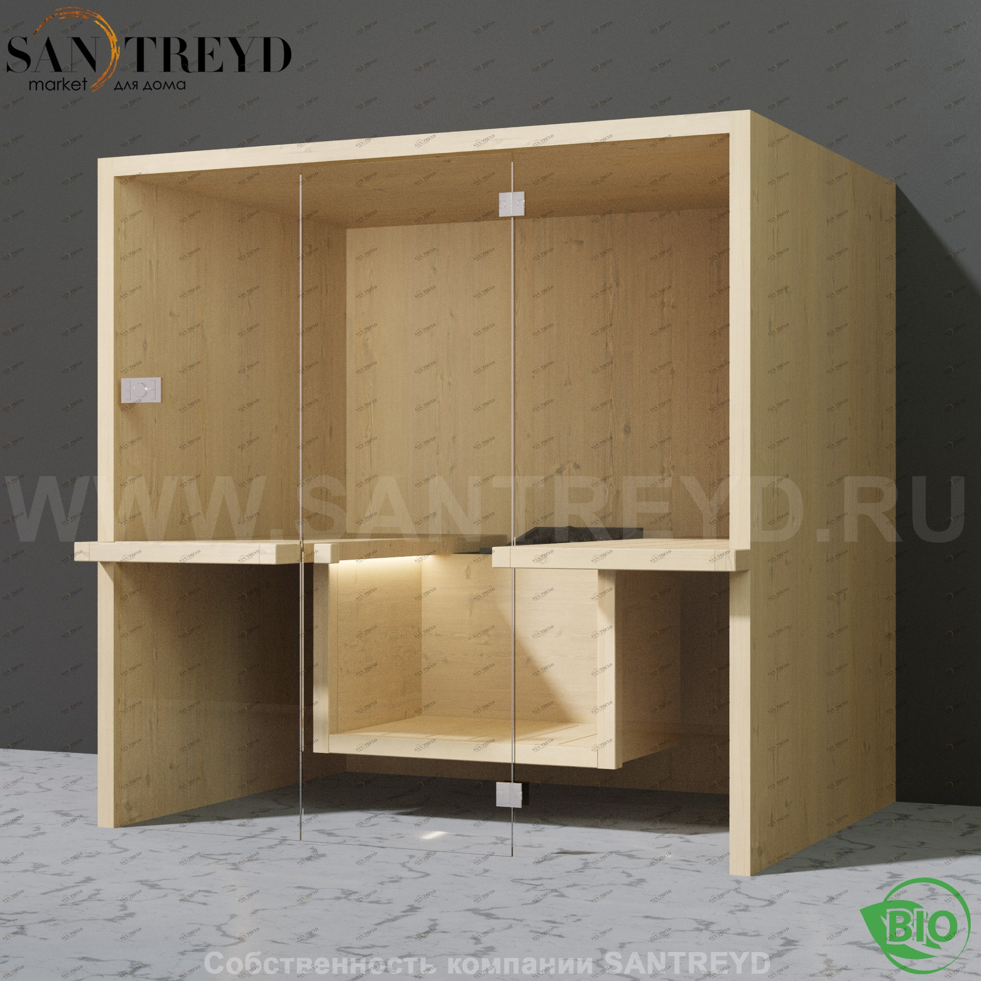 Effegibi AIR BI90600001 Био-сауна. Установка: к стене. Мощность: 6 кВт макс. Размеры: длина 217 см, ширина 162 см. Отделка: осина натуральная.