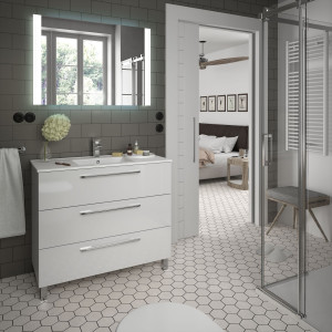 23234 SALGAR Мебель для умывальника FUSSION CHROME 1000 3 ящика GLOSS WHITE 997 x 868 x 450 мм Глянцевый белый