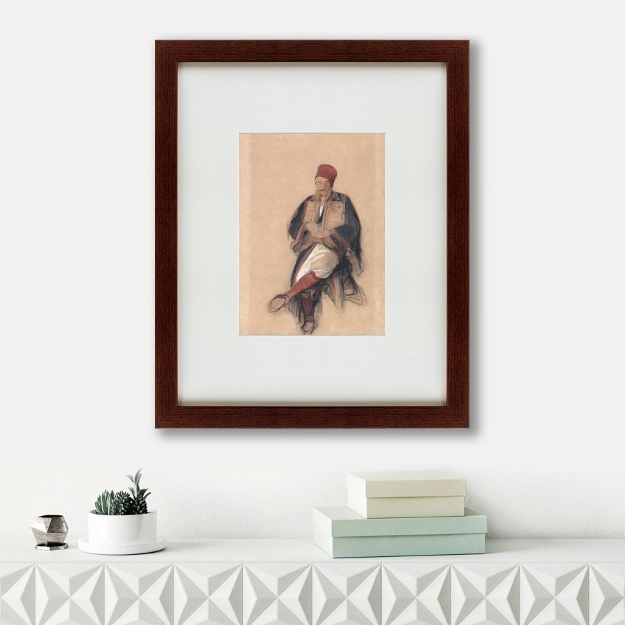 Картина в деревянной раме 52х42 см Seated turk, 1850 КАРТИНЫ В КВАРТИРУ  135550 Бежевый;коричневый;разноцветный  - Вид №1