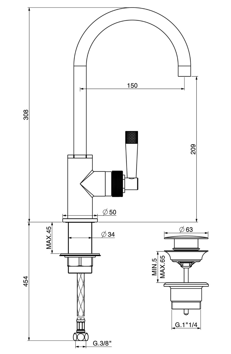 Настенный смеситель для раковины GATTONI MD ARCH-00131878 - Вид №1