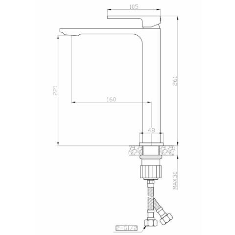 Orange Lutz M04-121b однозахватный смеситель для накладной раковины без донного клапана. Цвет: чёрный Хром sun-id-1517284 - Вид №1