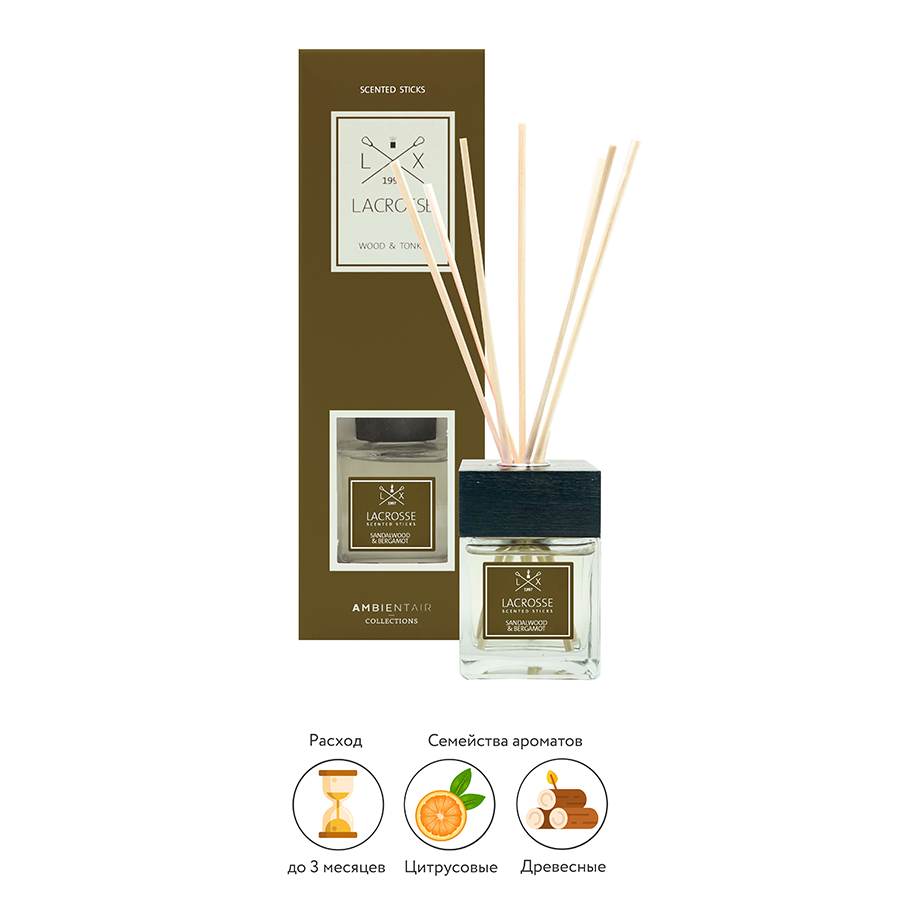 MK100SBLC Диффузор ароматический lacrosse, Сандал и бергамот, 100 мл Ambientair  - Вид №1