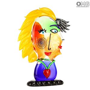 2691 ORIGINALMURANOGLASS Скульптура Голова Женщины - по мотивам Пикассо - Pop Art - Original Murano Glass OMG 33 см